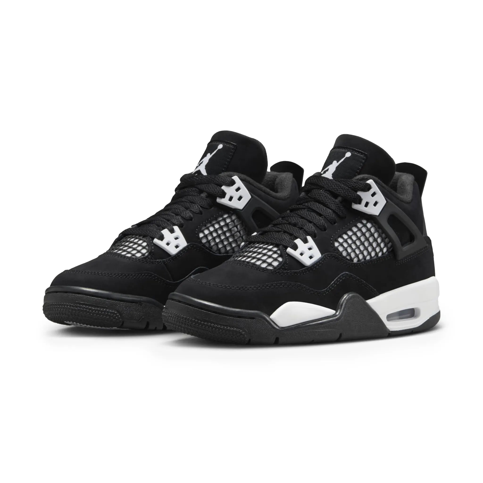 Front side view of Air Jordan 4 Retro White Thunder (GS) FQ8213-001